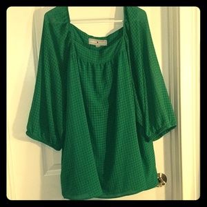 Bright green square neck blouse